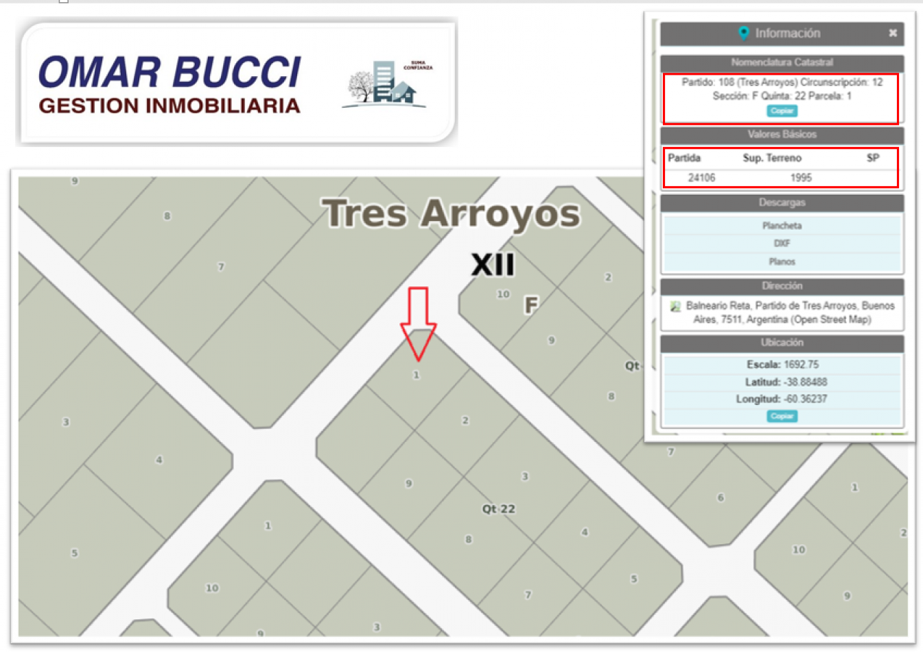 LOTE EN ZONA DE QUINTAS EN BALNEARIO RETA, PARTIDO DE TRES ARROYOS.
